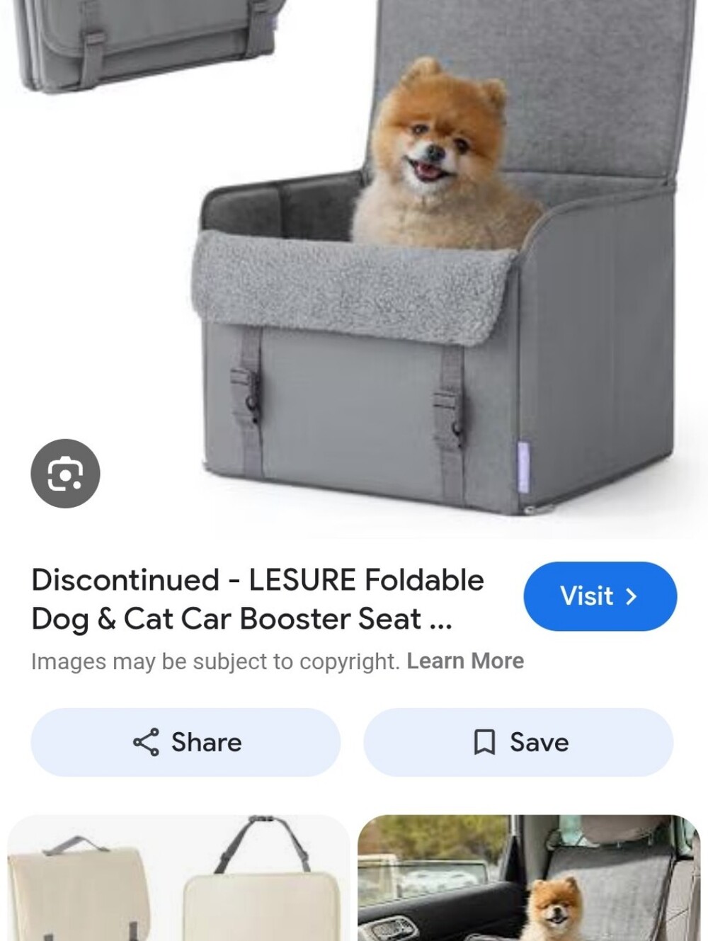 Gray Foldable Dog & Cat Car Booster Seat